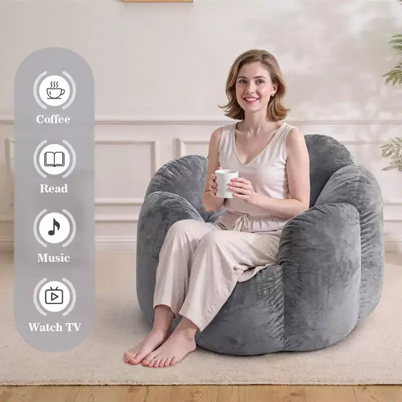 Hommpa Pouf en velours néerlandais en forme de fleur de 90 cm avec mousse à mémoire de forme, siège lounge confortable pour tous les âges