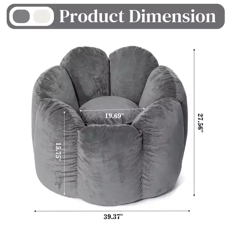 Hommpa Pouf en velours néerlandais en forme de fleur de 90 cm avec mousse à mémoire de forme, siège lounge confortable pour tous les âges