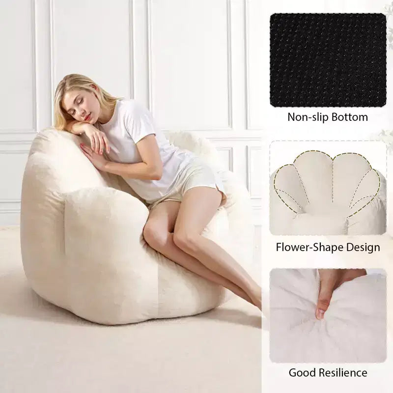 Hommpa Pouf en velours néerlandais en forme de fleur de 90 cm avec mousse à mémoire de forme, siège lounge confortable pour tous les âges