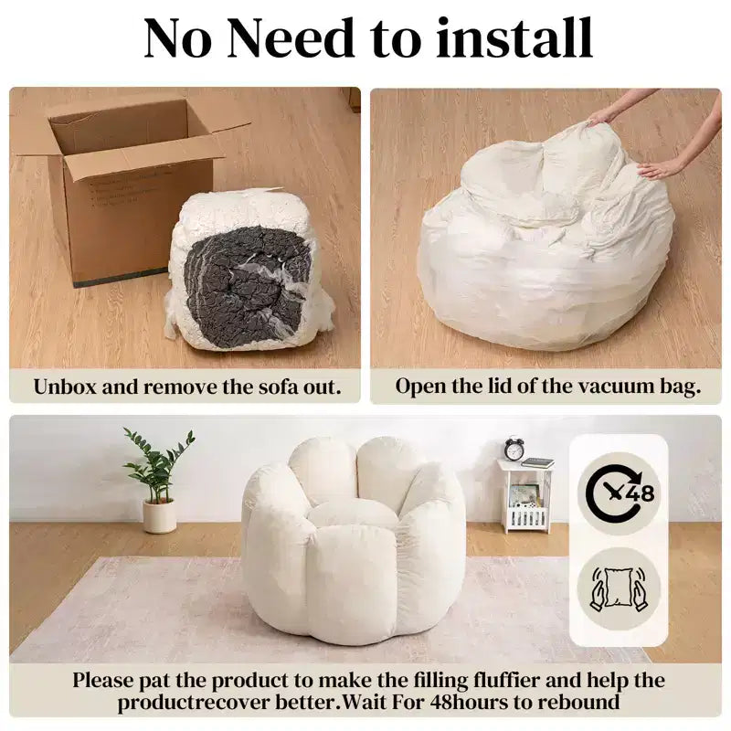 Hommpa Pouf en velours néerlandais en forme de fleur de 90 cm avec mousse à mémoire de forme, siège lounge confortable pour tous les âges