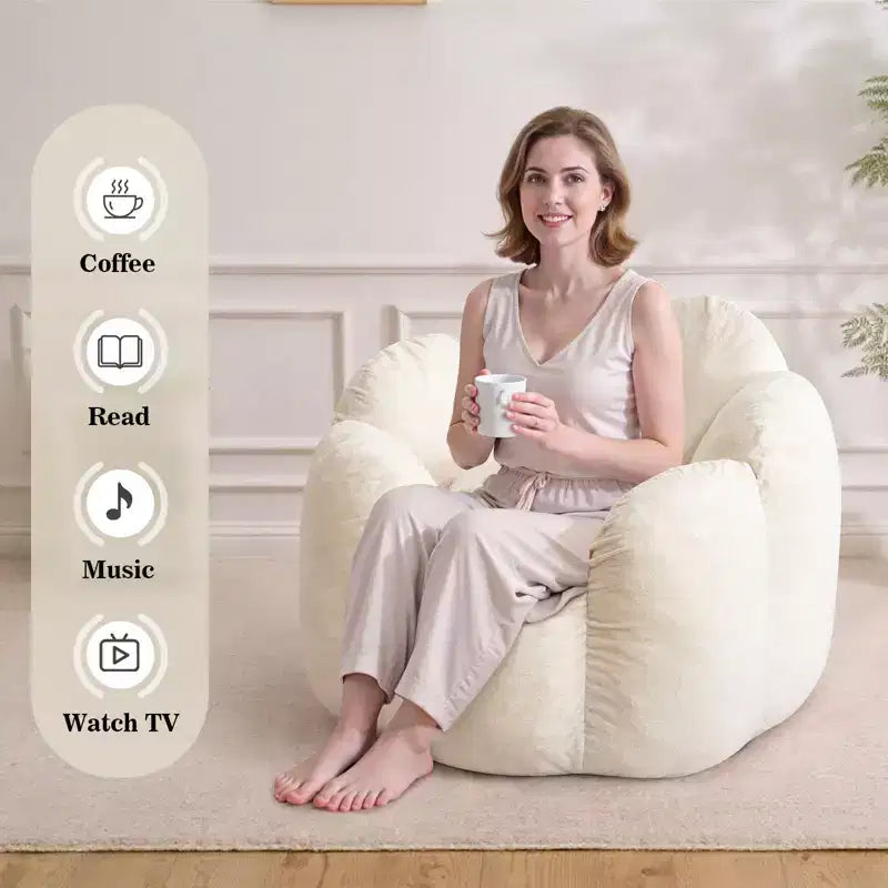 Hommpa Pouf en velours néerlandais en forme de fleur de 90 cm avec mousse à mémoire de forme, siège lounge confortable pour tous les âges