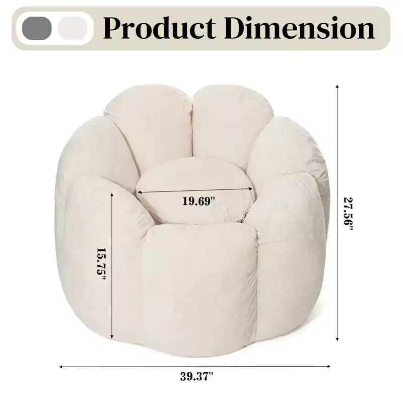 Hommpa Pouf en velours néerlandais en forme de fleur de 90 cm avec mousse à mémoire de forme, siège lounge confortable pour tous les âges
