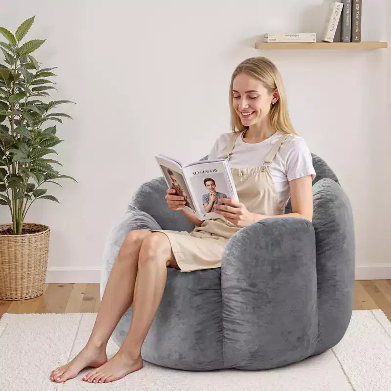 Hommpa Pouf en velours néerlandais en forme de fleur de 90 cm avec mousse à mémoire de forme, siège lounge confortable pour tous les âges