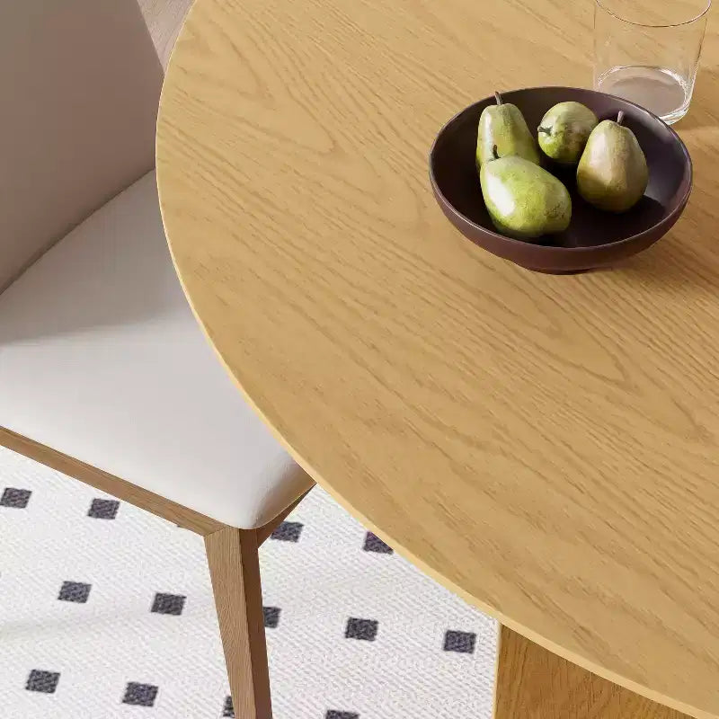 PexFix Table à manger ronde en bois massif de 52 x 52 po avec finition naturelle et pieds arqués élégants pour salles à manger et cuisines modernes