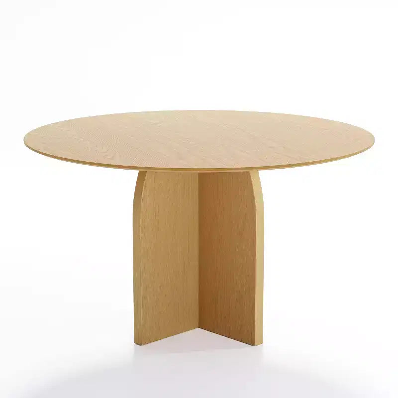 PexFix Table à manger ronde en bois massif de 52 x 52 po avec finition naturelle et pieds arqués élégants pour salles à manger et cuisines modernes