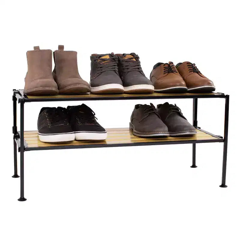 Range-chaussures superposable en résine noire d'Aspen de Seville Classics, 2 niveaux, 6 paires