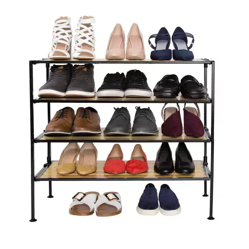 Range-chaussures superposable en résine noire d'Aspen de Seville Classics, 2 niveaux, 6 paires