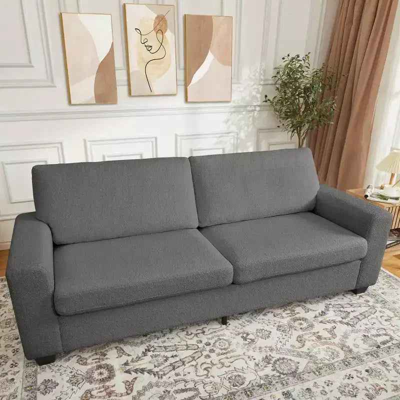 Canapé moderne de 211 cm, canapé 3 places avec accoudoirs larges, canapé profond, canapé rembourré confortable pour salon, chambre, bureau