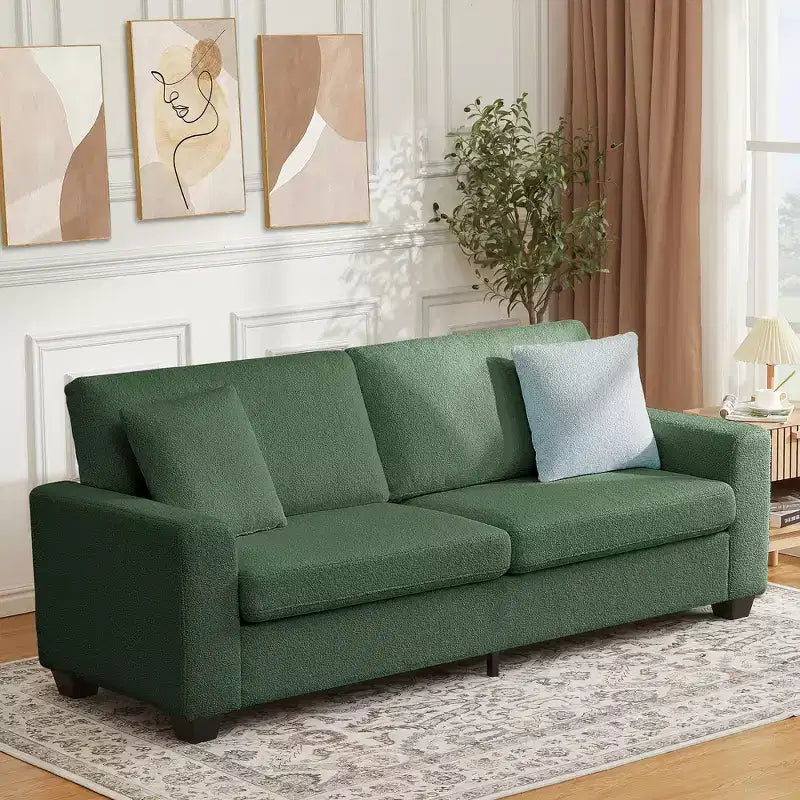 Canapé moderne de 211 cm, canapé 3 places avec accoudoirs larges, canapé profond, canapé rembourré confortable pour salon, chambre, bureau