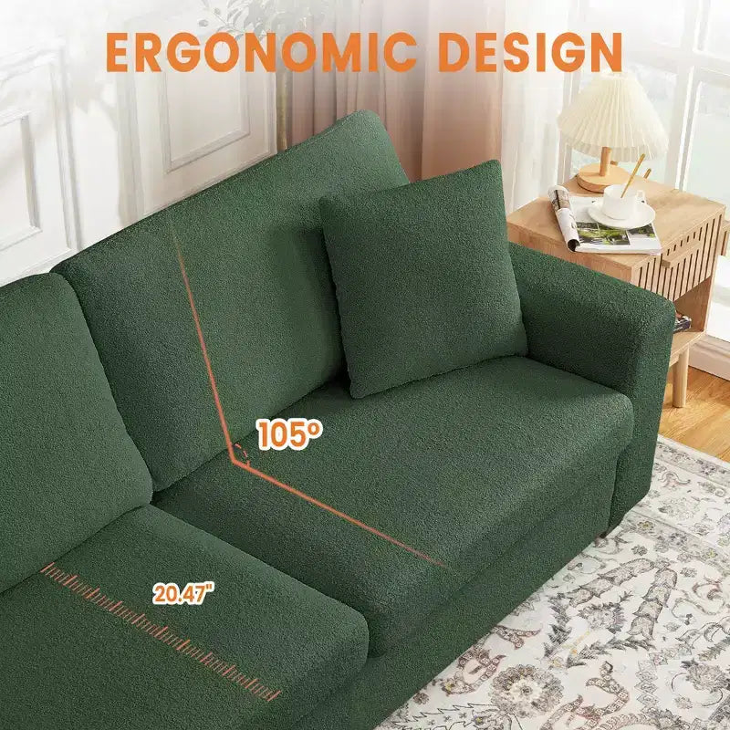 Canapé moderne de 211 cm, canapé 3 places avec accoudoirs larges, canapé profond, canapé rembourré confortable pour salon, chambre, bureau