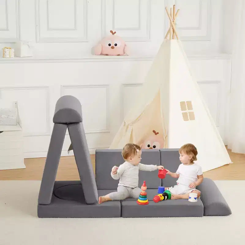 Canapé pour enfants, canapé de jeu modulaire 10 pièces en mousse souple avec piscine à balles pour garçons et filles, canapé sectionnel convertible pour enfant pour chambre à coucher, salle de jeux