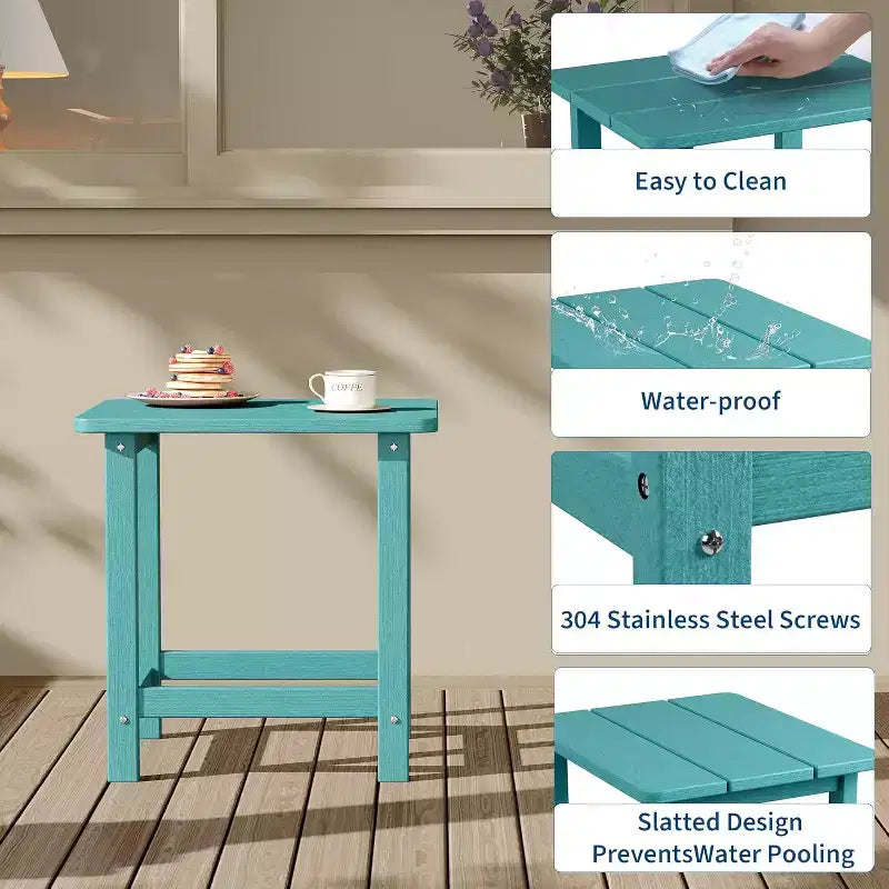 Table d'appoint d'extérieur carrée en PEHD - Table de bout de patio Adirondack durable pour la plage, le porche - Résistante aux intempéries et facile à assembler