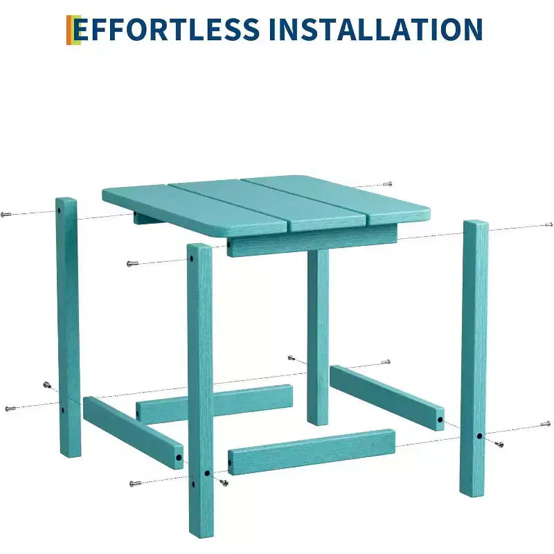Table d'appoint d'extérieur carrée en PEHD - Table de bout de patio Adirondack durable pour la plage, le porche - Résistante aux intempéries et facile à assembler
