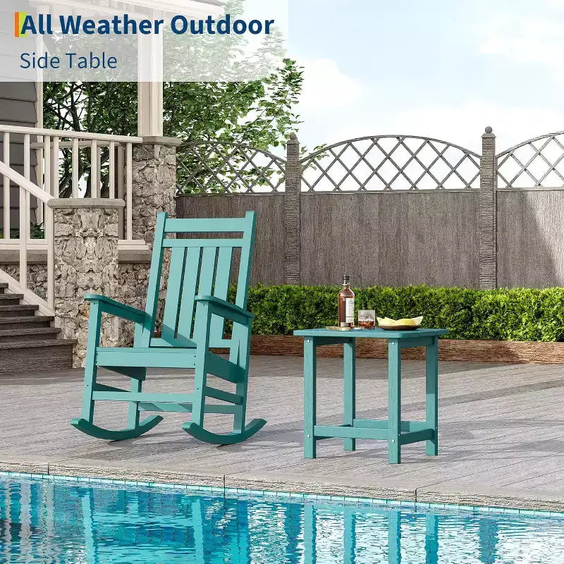 Table d'appoint d'extérieur carrée en PEHD - Table de bout de patio Adirondack durable pour la plage, le porche - Résistante aux intempéries et facile à assembler