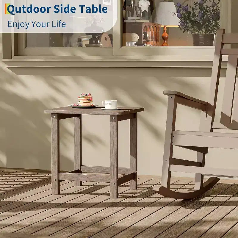 Table d'appoint d'extérieur carrée en PEHD - Table de bout de patio Adirondack durable pour la plage, le porche - Résistante aux intempéries et facile à assembler