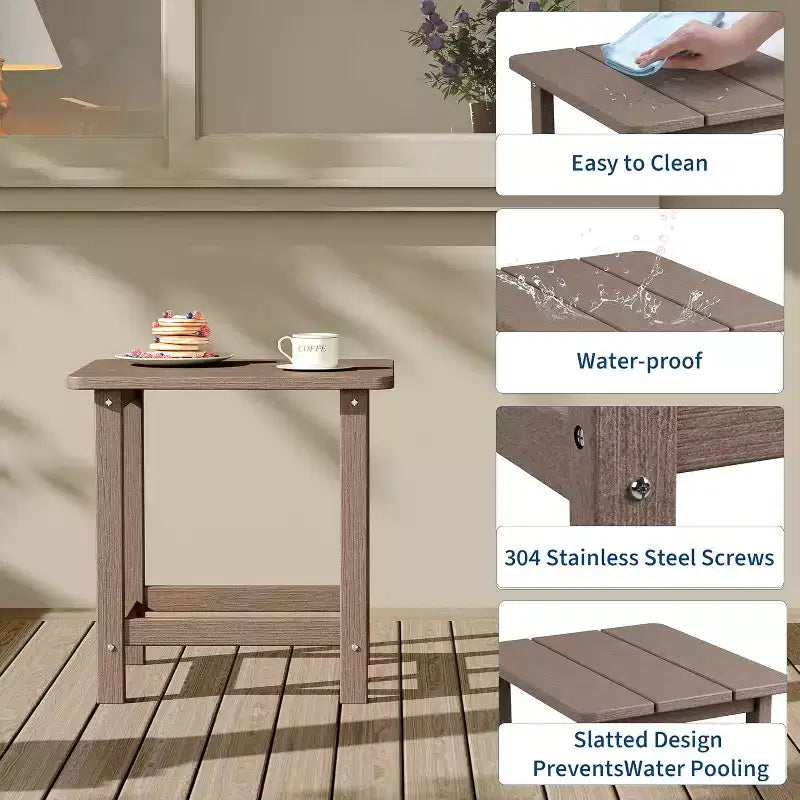 Table d'appoint d'extérieur carrée en PEHD - Table de bout de patio Adirondack durable pour la plage, le porche - Résistante aux intempéries et facile à assembler