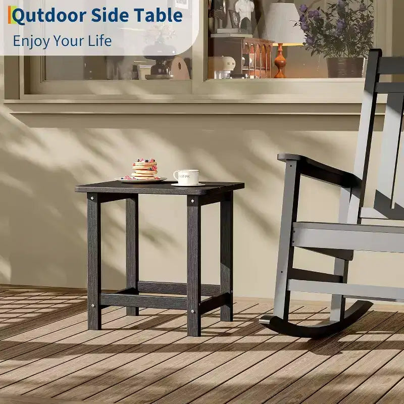 Table d'appoint d'extérieur carrée en PEHD - Table de bout de patio Adirondack durable pour la plage, le porche - Résistante aux intempéries et facile à assembler