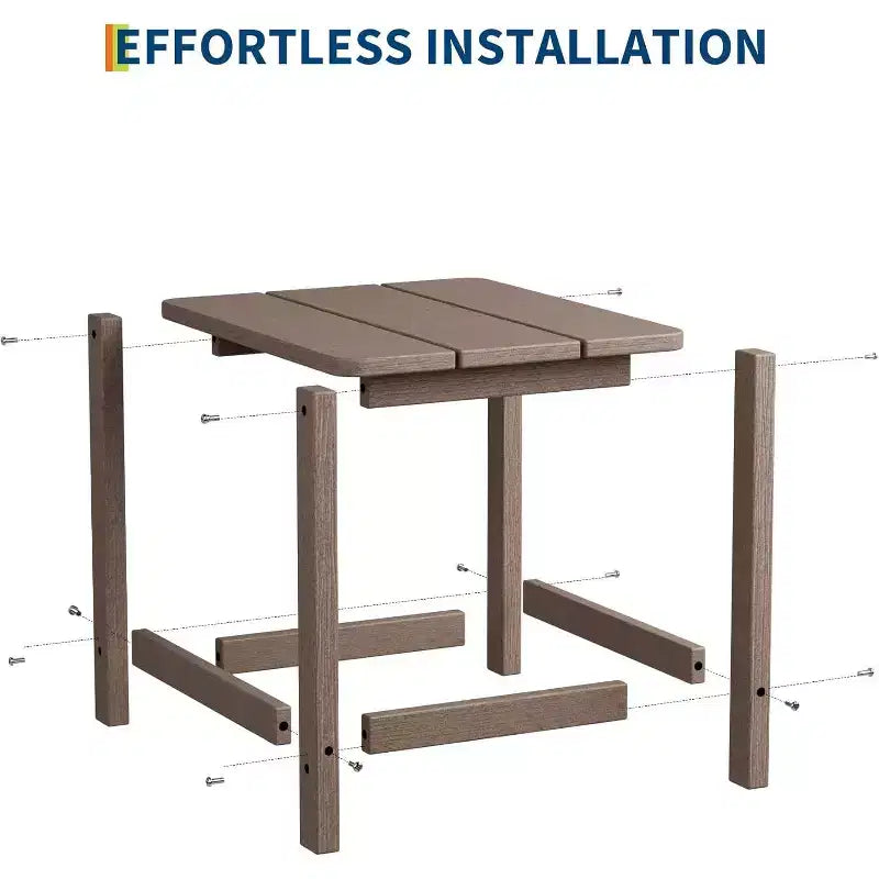 Table d'appoint d'extérieur carrée en PEHD - Table de bout de patio Adirondack durable pour la plage, le porche - Résistante aux intempéries et facile à assembler