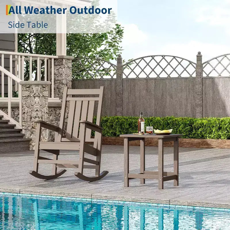 Table d'appoint d'extérieur carrée en PEHD - Table de bout de patio Adirondack durable pour la plage, le porche - Résistante aux intempéries et facile à assembler