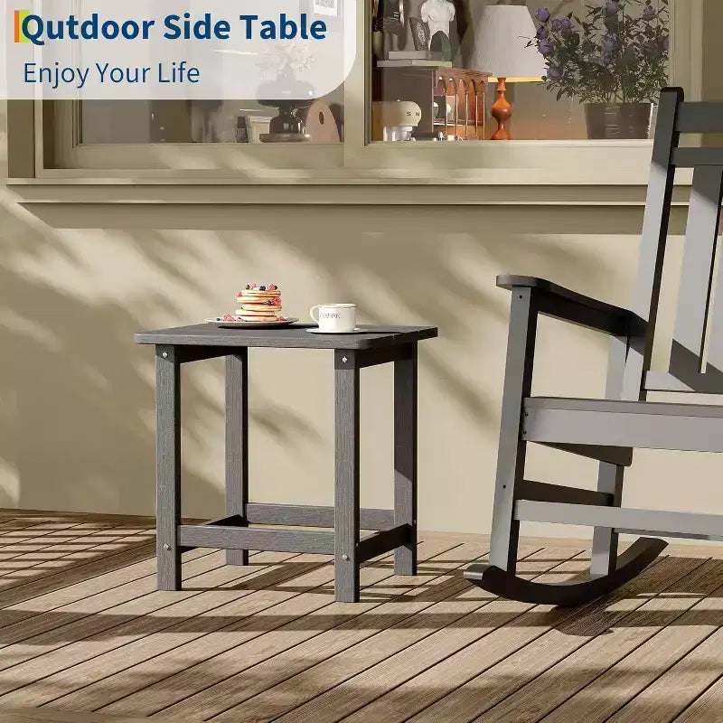 Table d'appoint d'extérieur carrée en PEHD - Table de bout de patio Adirondack durable pour la plage, le porche - Résistante aux intempéries et facile à assembler