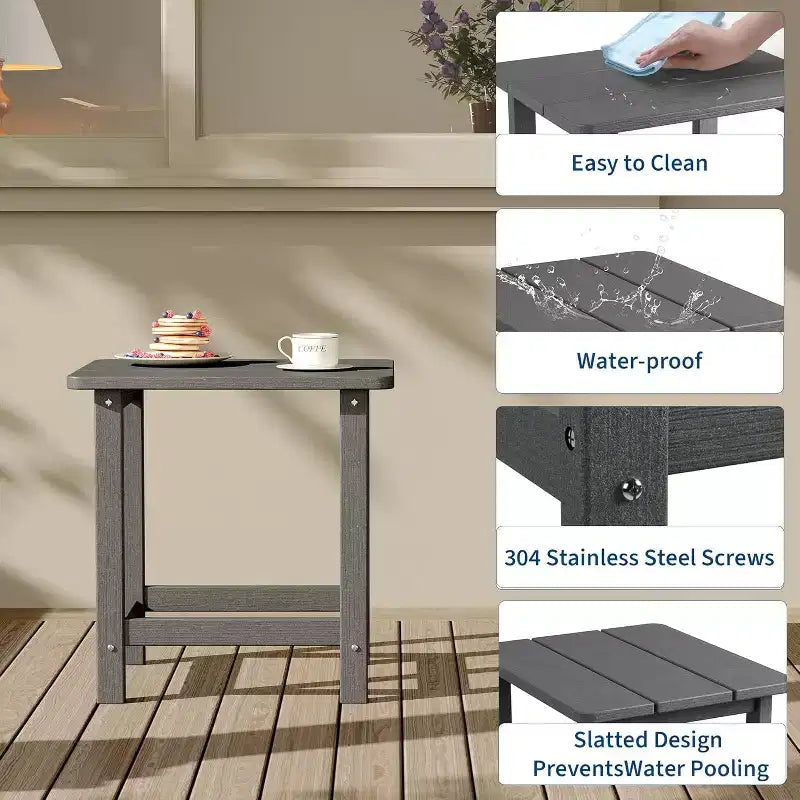 Table d'appoint d'extérieur carrée en PEHD - Table de bout de patio Adirondack durable pour la plage, le porche - Résistante aux intempéries et facile à assembler