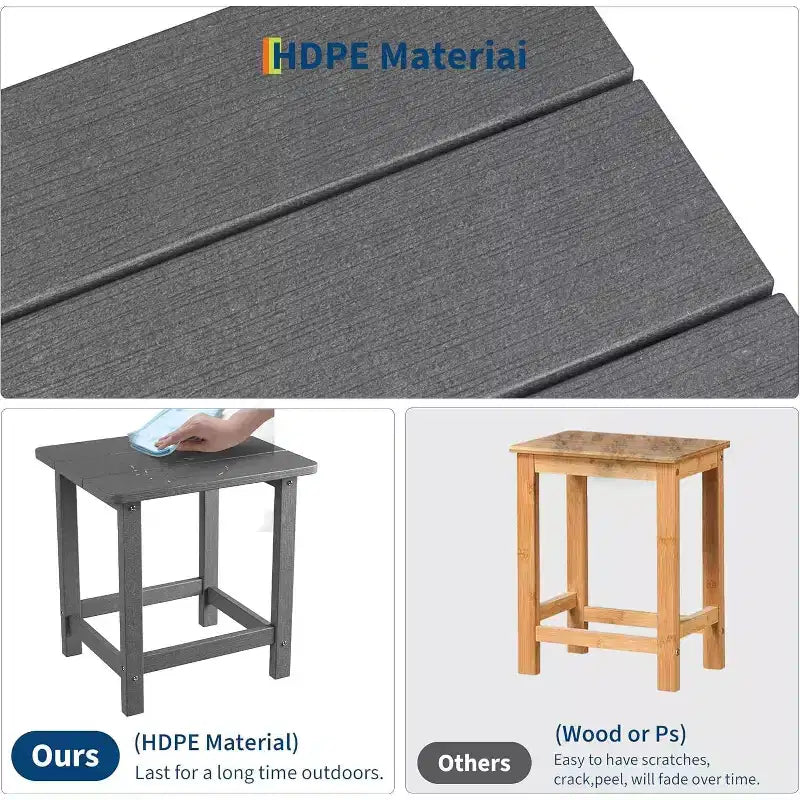 Table d'appoint d'extérieur carrée en PEHD - Table de bout de patio Adirondack durable pour la plage, le porche - Résistante aux intempéries et facile à assembler