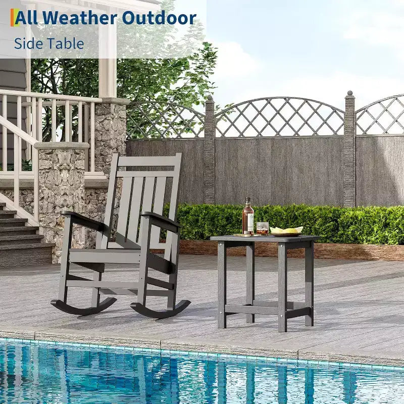 Table d'appoint d'extérieur carrée en PEHD - Table de bout de patio Adirondack durable pour la plage, le porche - Résistante aux intempéries et facile à assembler