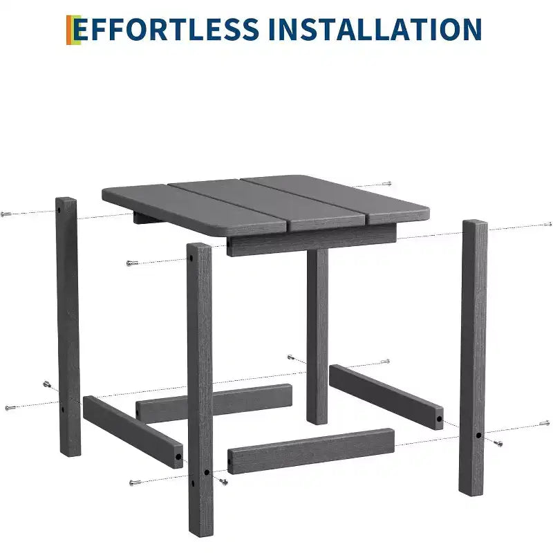 Table d'appoint d'extérieur carrée en PEHD - Table de bout de patio Adirondack durable pour la plage, le porche - Résistante aux intempéries et facile à assembler