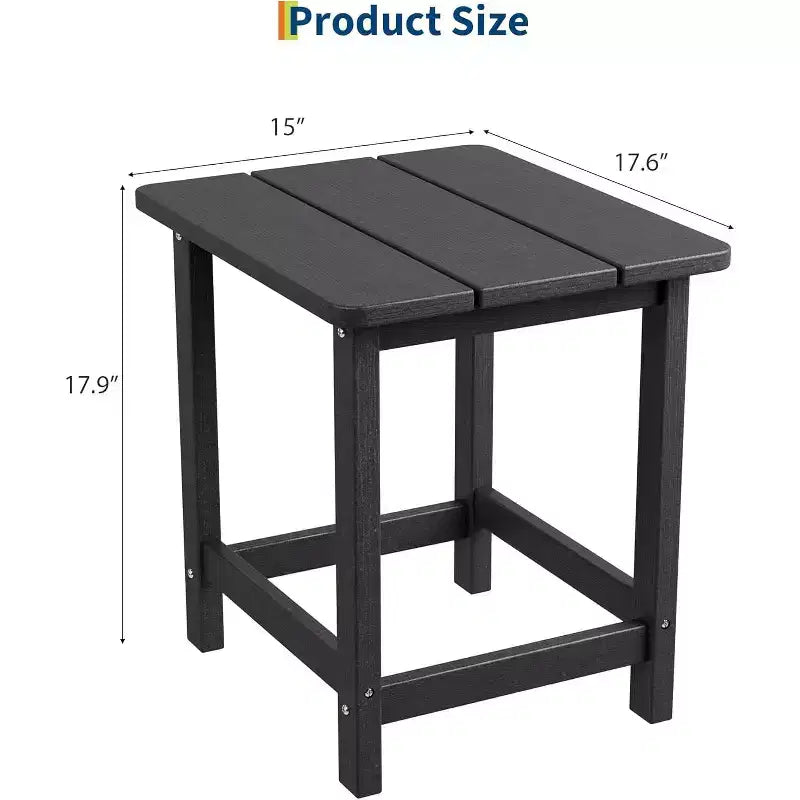 Table d'appoint d'extérieur carrée en PEHD - Table de bout de patio Adirondack durable pour la plage, le porche - Résistante aux intempéries et facile à assembler
