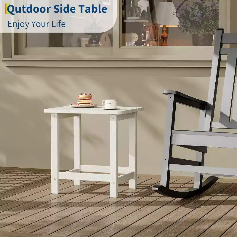Table d'appoint d'extérieur carrée en PEHD - Table de bout de patio Adirondack durable pour la plage, le porche - Résistante aux intempéries et facile à assembler