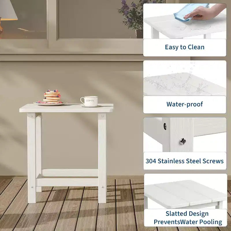 Table d'appoint d'extérieur carrée en PEHD - Table de bout de patio Adirondack durable pour la plage, le porche - Résistante aux intempéries et facile à assembler