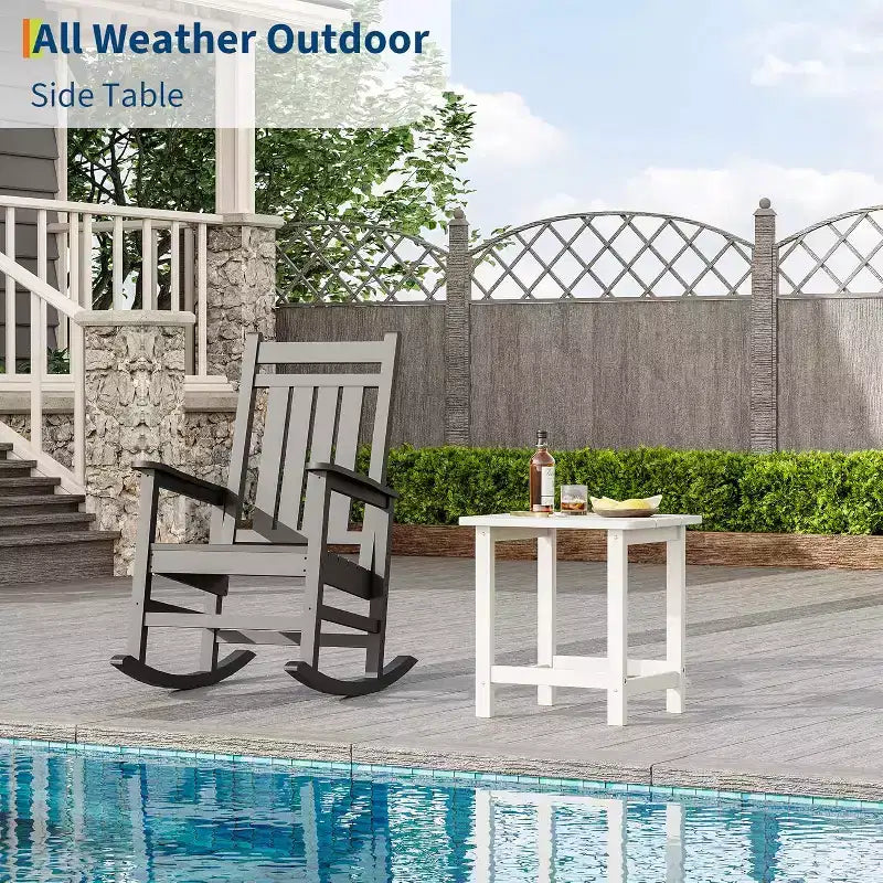 Table d'appoint d'extérieur carrée en PEHD - Table de bout de patio Adirondack durable pour la plage, le porche - Résistante aux intempéries et facile à assembler