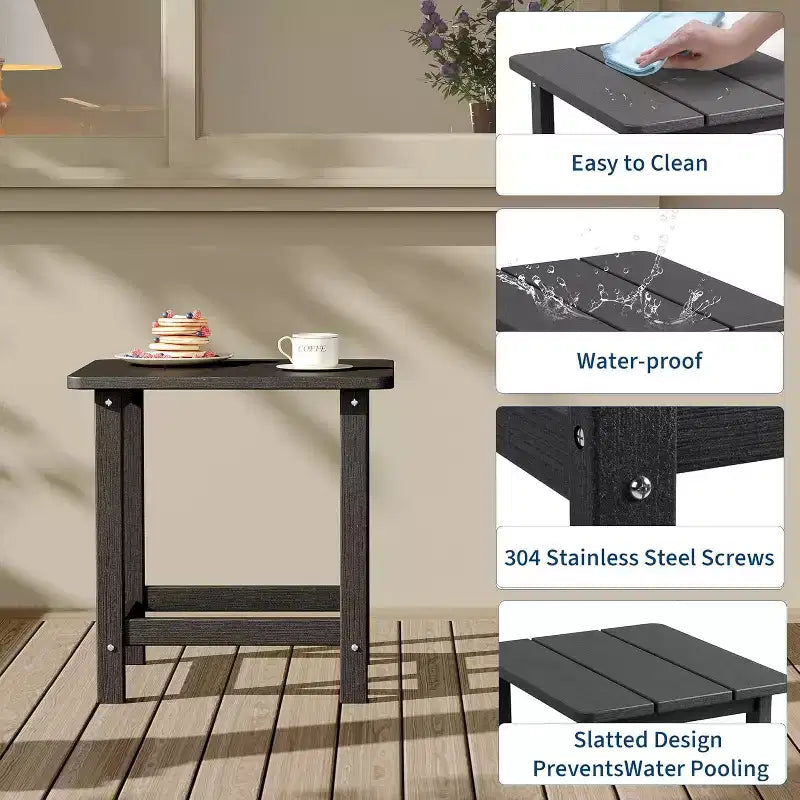 Table d'appoint d'extérieur carrée en PEHD - Table de bout de patio Adirondack durable pour la plage, le porche - Résistante aux intempéries et facile à assembler