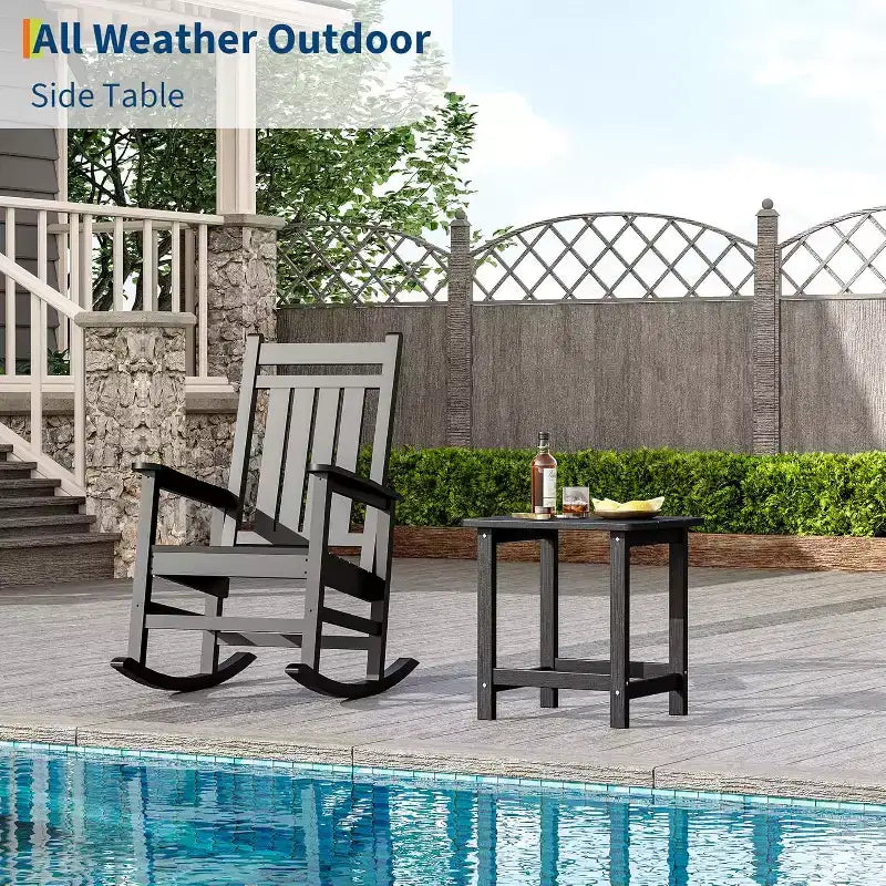 Table d'appoint d'extérieur carrée en PEHD - Table de bout de patio Adirondack durable pour la plage, le porche - Résistante aux intempéries et facile à assembler