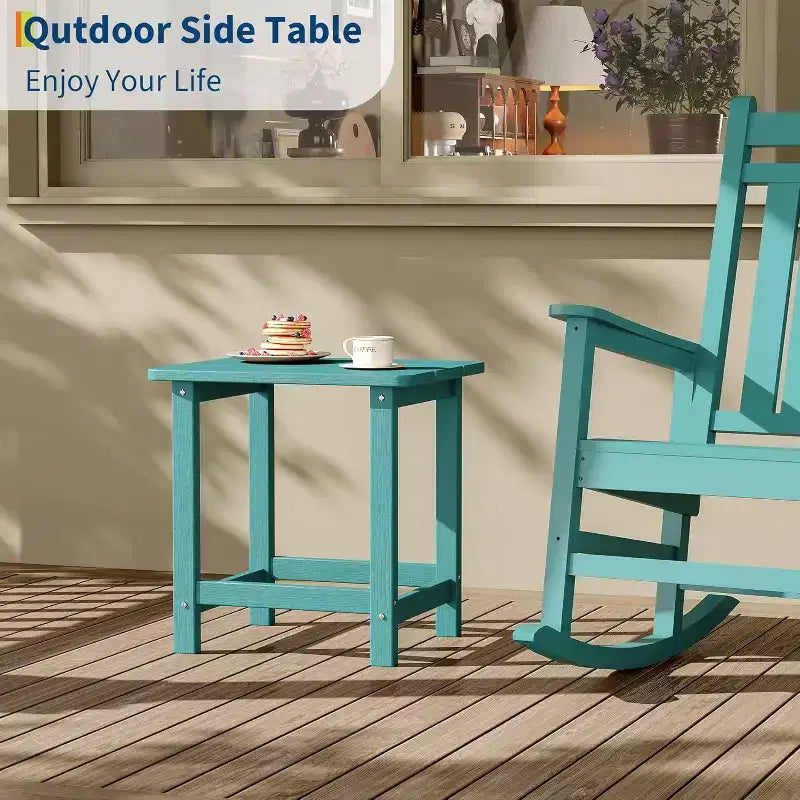 Table d'appoint d'extérieur carrée en PEHD - Table de bout de patio Adirondack durable pour la plage, le porche - Résistante aux intempéries et facile à assembler