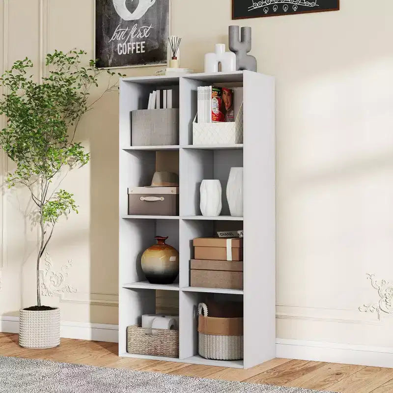 JIONJOY Étagère de rangement 8 cubes avec panneaux arrière amovibles Bibliothèque ouverte extra-longue et robuste de 121,2 cm, Étagère de présentation multi-pièces