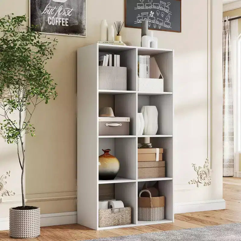 JIONJOY Étagère de rangement 8 cubes avec panneaux arrière amovibles Bibliothèque ouverte extra-longue et robuste de 121,2 cm, Étagère de présentation multi-pièces