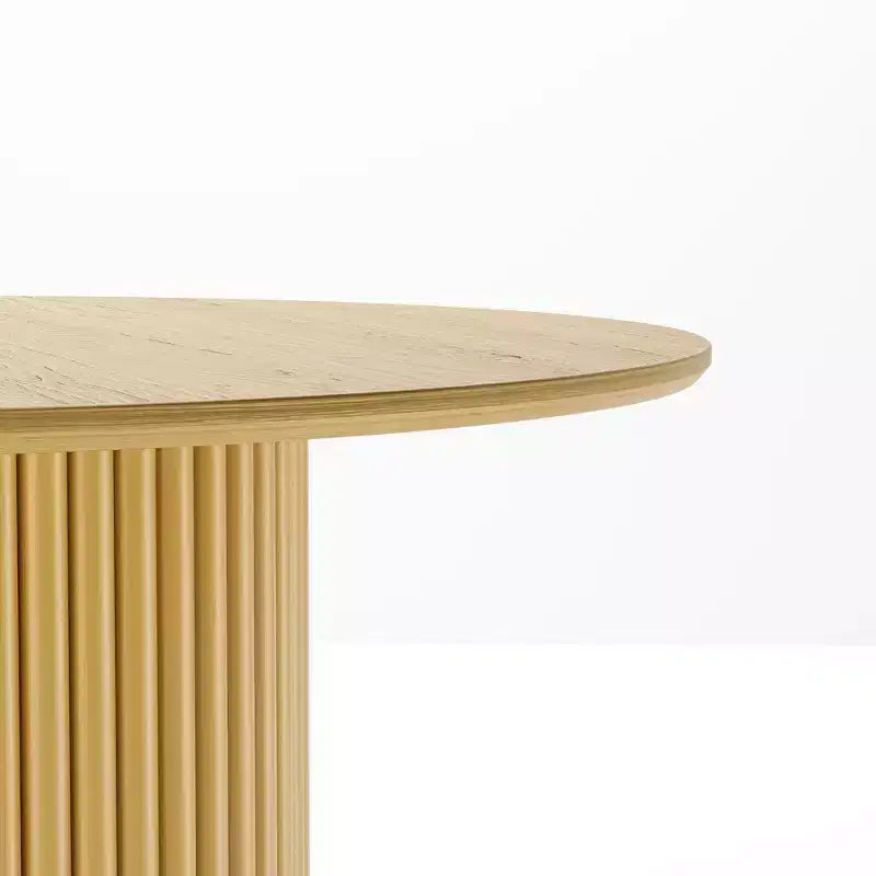 PexFix Table de salle à manger ronde de 60 pouces en bois, table de cuisine circulaire avec base en lattes de bois, tables à dîner modernes de style ferme pour cuisine et salon, couleur naturelle
