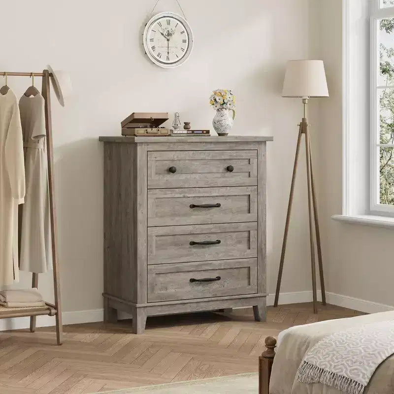 Coolmee 4 Commode de Chambre, Commode Verticale Haute de 88,4 cm avec Grand Rangement, Armoire Autonome en Bois pour Chambre, Salon