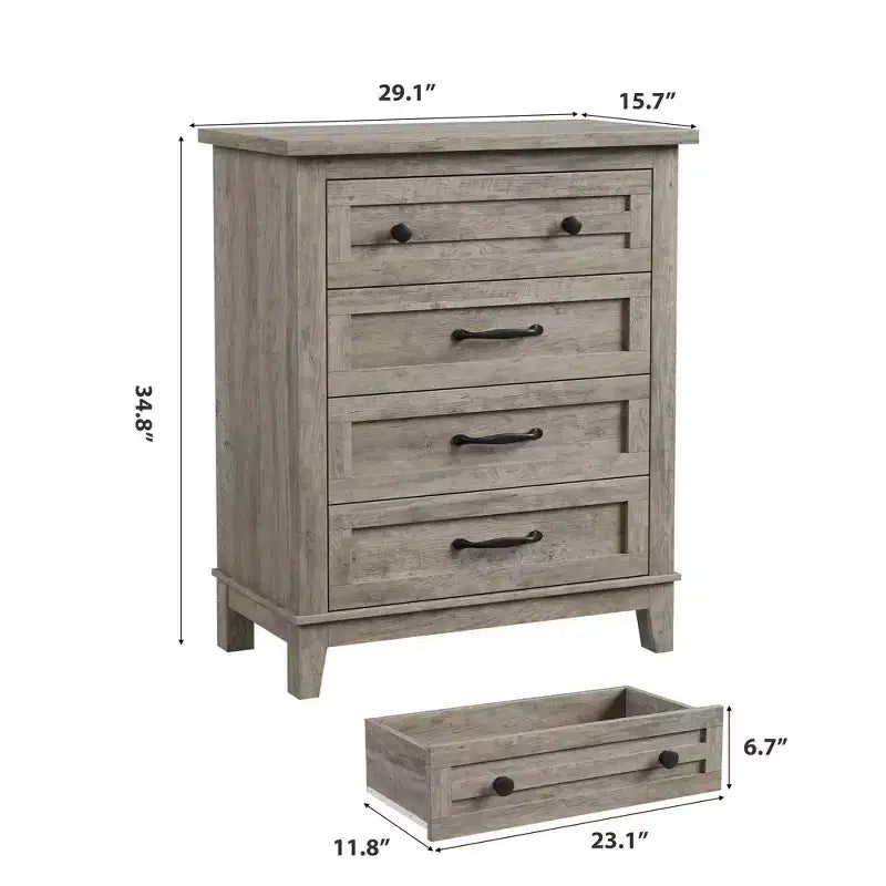 Coolmee 4 Commode de Chambre, Commode Verticale Haute de 88,4 cm avec Grand Rangement, Armoire Autonome en Bois pour Chambre, Salon