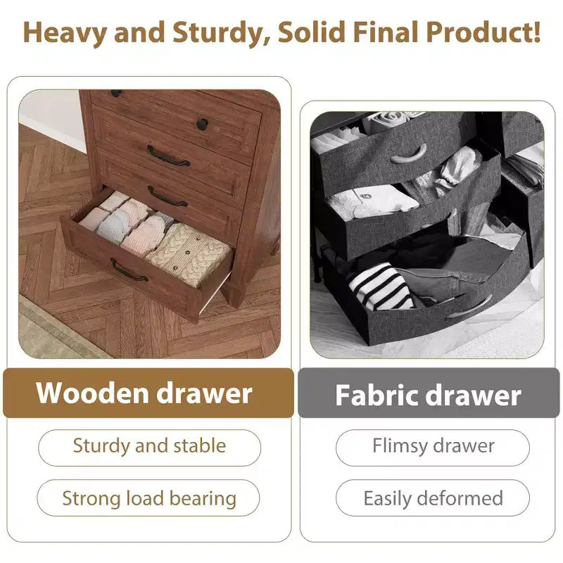 Coolmee 4 Commode de Chambre, Commode Verticale Haute de 88,4 cm avec Grand Rangement, Armoire Autonome en Bois pour Chambre, Salon