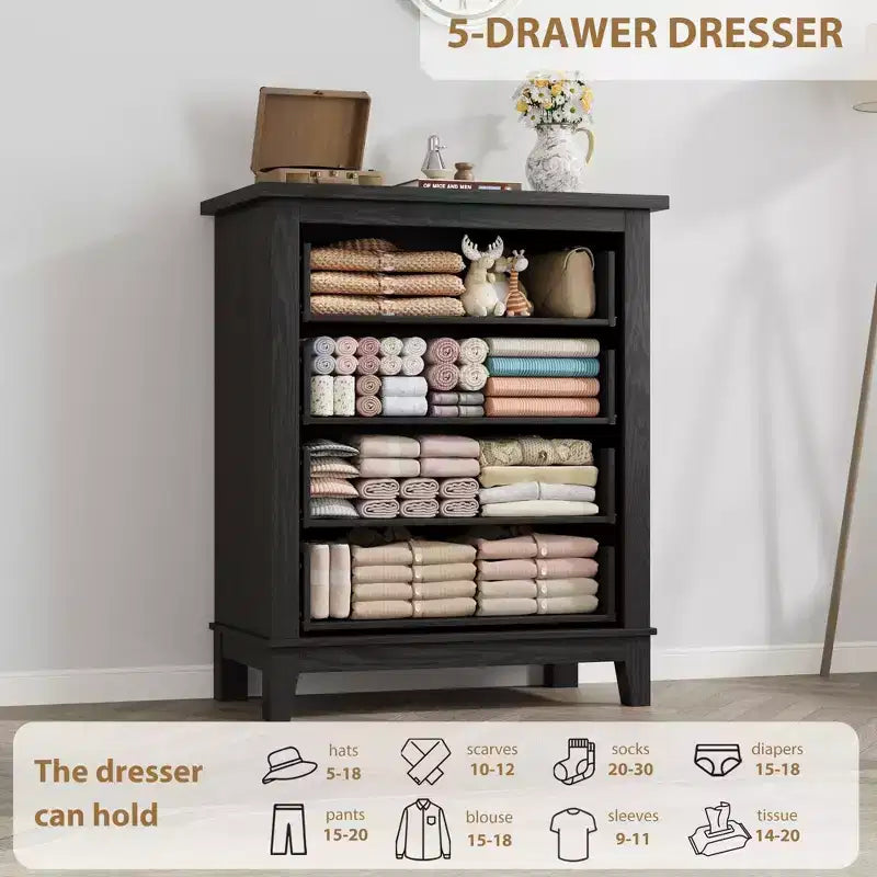 Coolmee 4 Commode de Chambre, Commode Verticale Haute de 88,4 cm avec Grand Rangement, Armoire Autonome en Bois pour Chambre, Salon