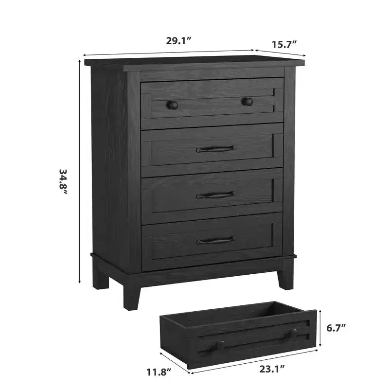 Coolmee 4 Commode de Chambre, Commode Verticale Haute de 88,4 cm avec Grand Rangement, Armoire Autonome en Bois pour Chambre, Salon