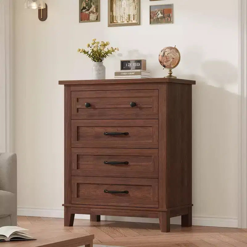 Coolmee 4 Commode de Chambre, Commode Verticale Haute de 88,4 cm avec Grand Rangement, Armoire Autonome en Bois pour Chambre, Salon