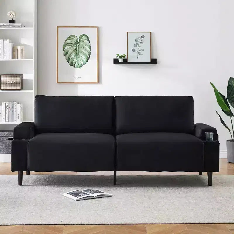GustoWave Canapé moderne 203 cm - Causeuse avec porte-gobelets et poches latérales, canapé profond pour salon