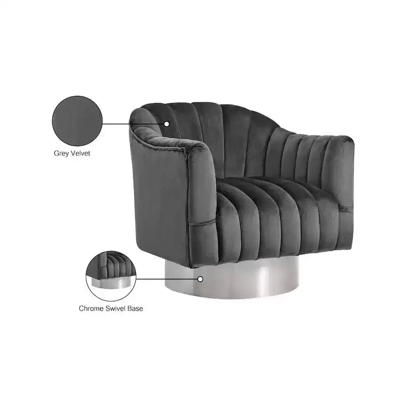 Meridian Furniture, fauteuil d'appoint en velours Farrah