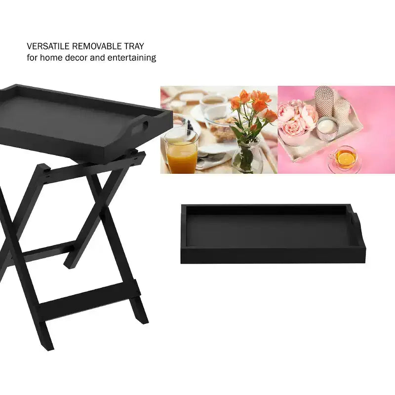 Table d'appoint pliante Lavish Home avec plateau amovible