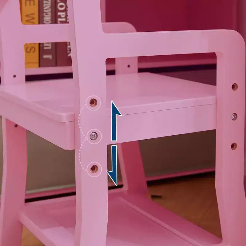 Bureau pour enfants TROPOW, ensemble bureau et chaise pour garçons et filles, table d'écriture en bois pour enfants avec étagère, armoire et tiroir pour les 3-8 ans, rose