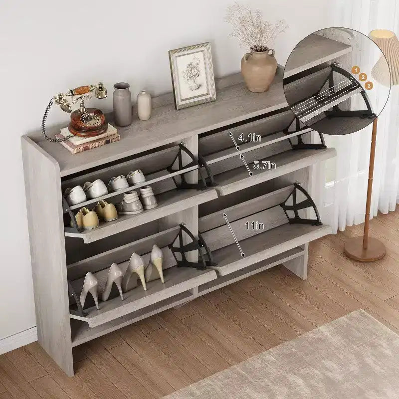 Meuble à chaussures Acekool à 3 tiroirs basculants, Organisateur de rangement de chaussures moderne pour entrée, Espace ajustable