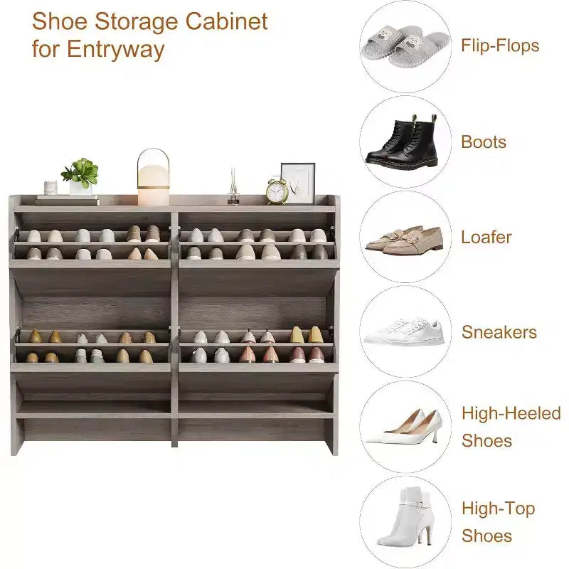 Meuble à chaussures Acekool à 3 tiroirs basculants, Organisateur de rangement de chaussures moderne pour entrée, Espace ajustable